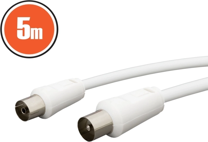 Koaxiální kabel 5 m bílý