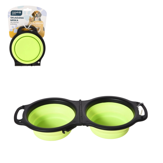 Skládací dvojitá cestovní miska pro psy a kočky 2 × 350 ml
