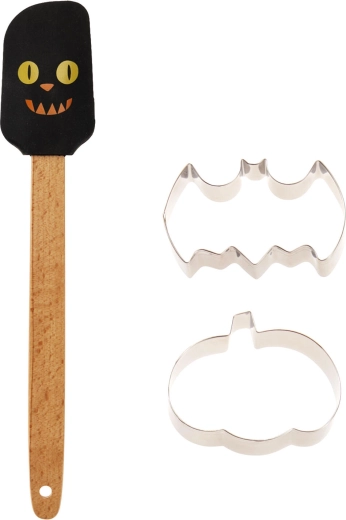 Halloweenská sada na pečení 3 díly (silikonová stěrka + 2 vykrajovátka)
