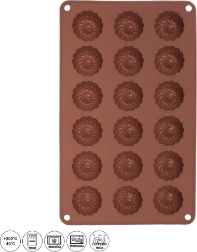 Silikonová forma na mini věnečky 18 ks hnědá