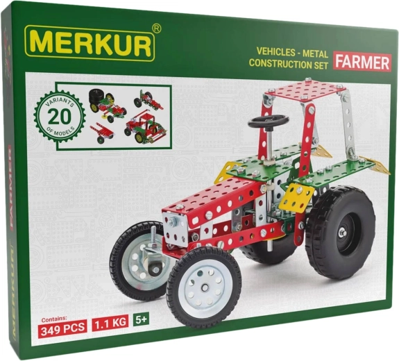 Stavebnice MERKUR Farmer – 20 modelů, 341 dílků
