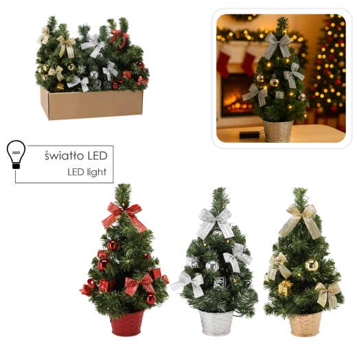 Vánoční LED stromek 40 cm – stolní dekorace CHOMIK