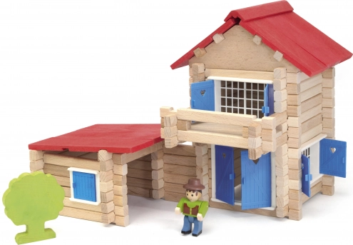 Jeujura dřevěná stavebnice domeček 140 dílů