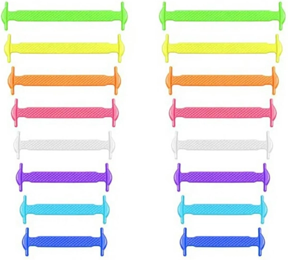 Silikonové bezvázací tkaničky RAINBOW, 16 ks