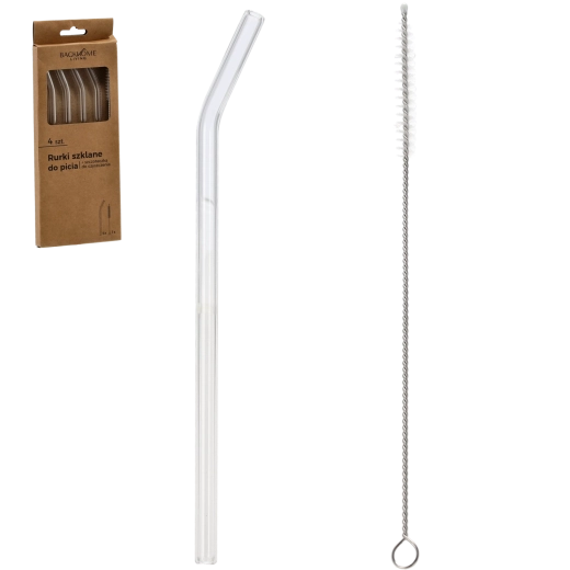 Skleněná brčka EXTRALINK se štětečkem – sada 4 ks