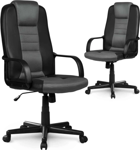 Kancelářská židle Sofotel z ekokůže a mikrosíťoviny, černo-šedá