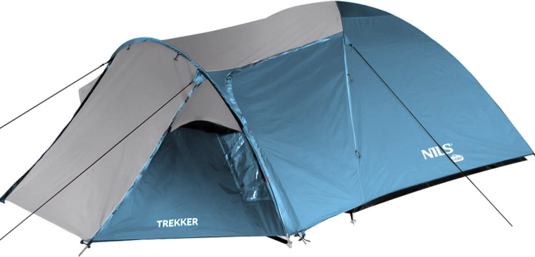 Turistický stan NILS CAMP Trekker pro 4 osoby, modro‑šedý