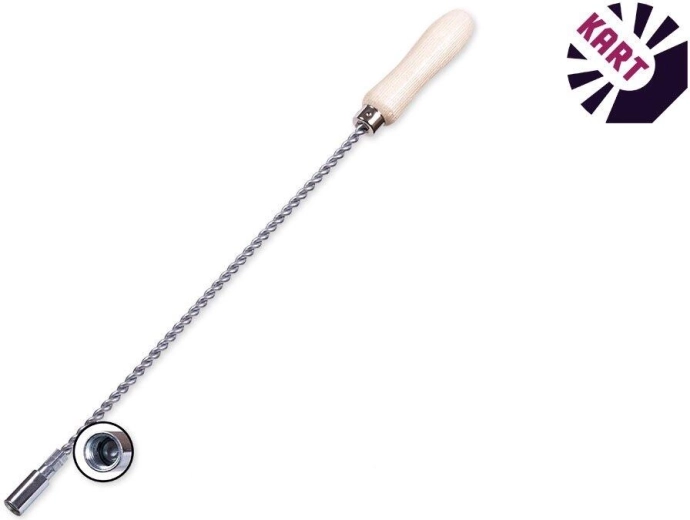 Prodlužovací nástavec pro rourové kartáče 1 m s M12, zinkovaný drát a dřevěná rukojeť