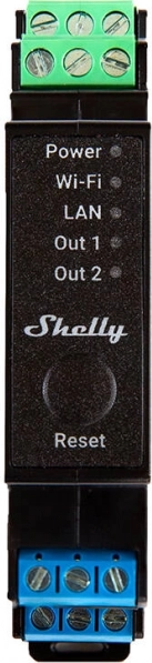 Shelly Pro 2PM dvoukanálové relé na DIN lištu s WiFi/LAN a měřením výkonu