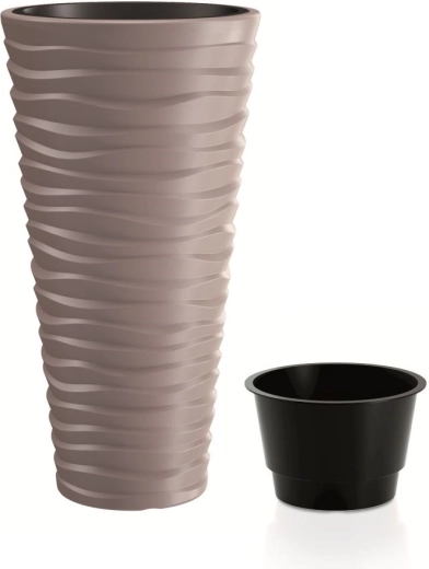 Květináč Prosperplast Sand Slim 37 l mocca s vložkou