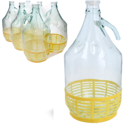 Skleněný demižon 5 l s držadlem a plastovou zátkou