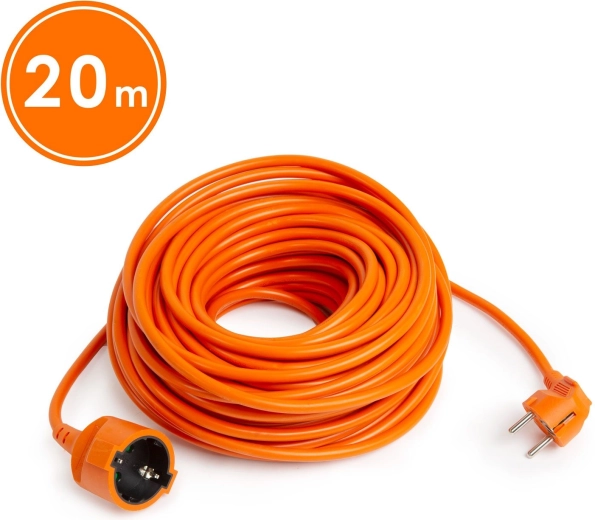 Oranžový prodlužovací kabel 20 m s úhlovou vidlicí