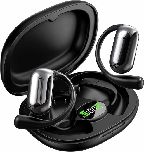Bezdrátová bluetooth sluchátka do uší s nabíjecím pouzdrem a AI překladačem, černá