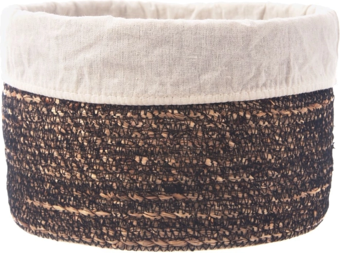 Přírodní úložný košík s látkovou vložkou 24 × 15 cm