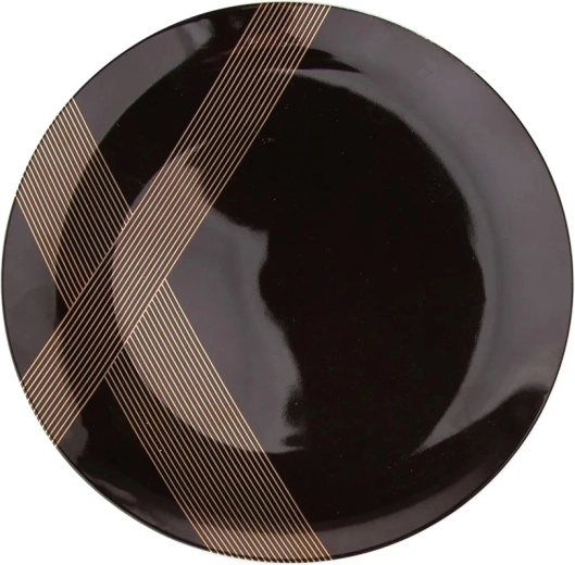 Altom Design dezertní talíř Modern Art 20 cm černý se zlatým dekorem