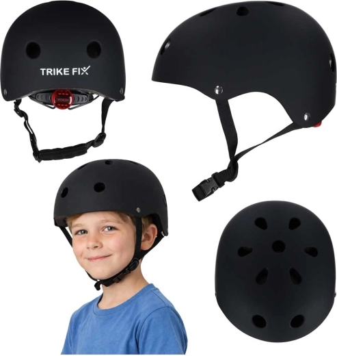 Dětská cyklistická helma s LED TRIKE FIX, velikost M (55–58 cm), černá