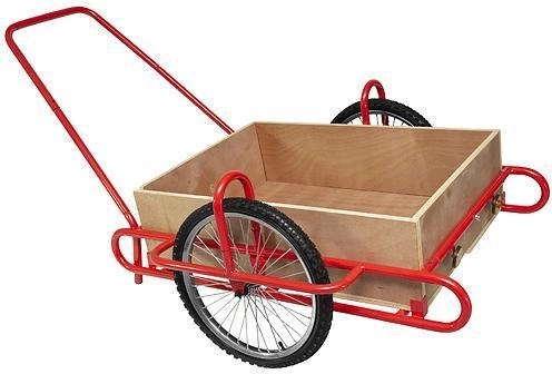 Dvoukolový vozík s dřevěnou korbou a nafukovacími koly