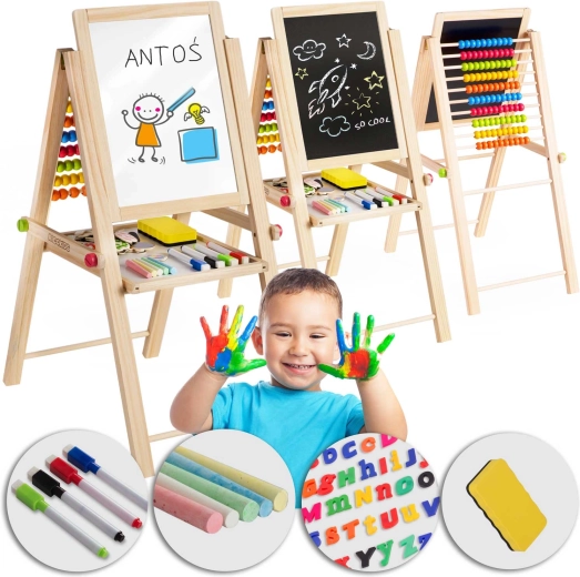 Skládací magnetická a křídová tabule pro děti Ricokids s počítadlem