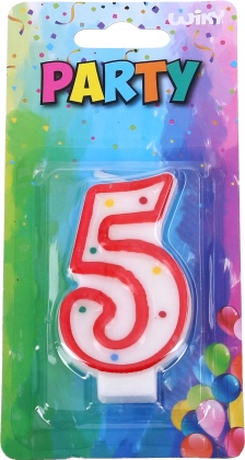Párty svíčka číslo 5 červená