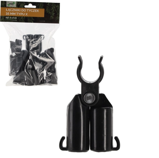 Sada 6 křížových spojek na zahradní tyče 16 mm