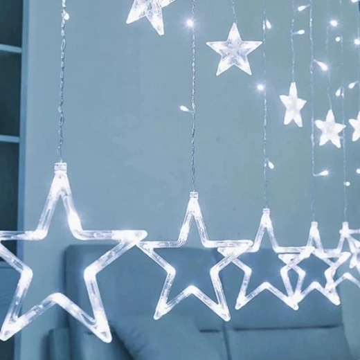 Světelný závěs s hvězdami, 120 LED, 2 m