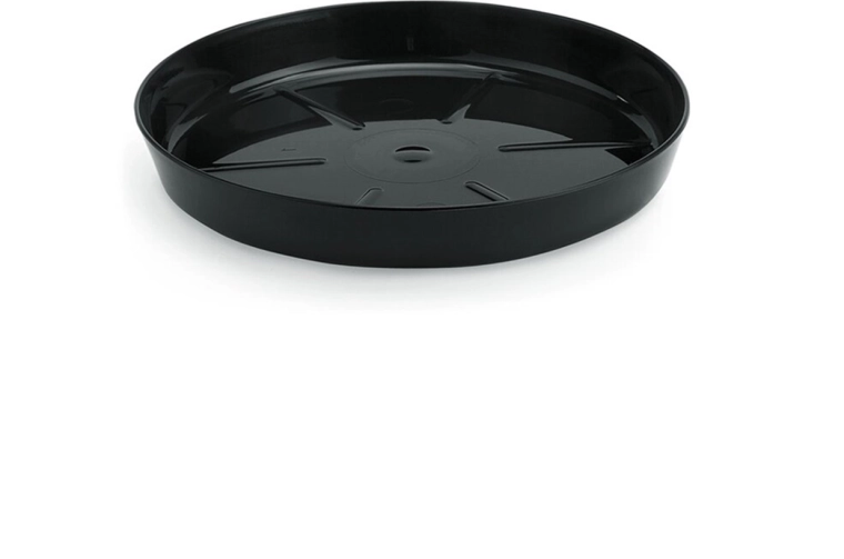 Podstavec pod květináč Lamela Magnolia, černý, průměr 11,2 cm