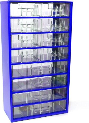 Kovová zásuvková skříňka TOKOZ, 8 středních a 4 velké zásuvky, 30,5 × 55 × 15,5 cm