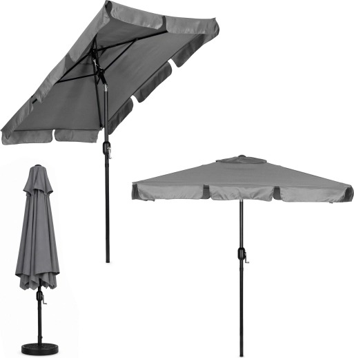 MultiGarden velký zahradní slunečník s kličkou a naklápěním, šedý 200 × 130 cm