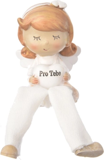 Dekorativní anděl Pro Tebe z polystone, béžový, 10 cm