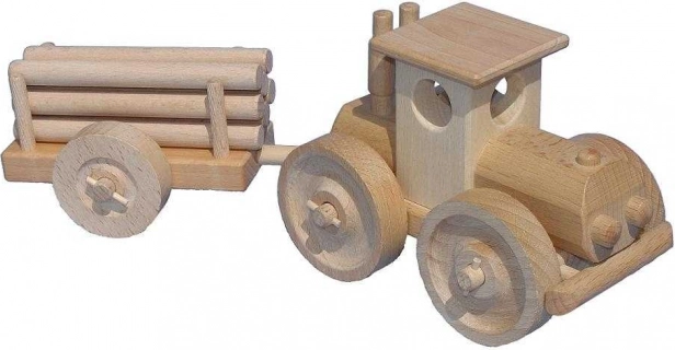 Dřevěný traktor s přívěsem na klády CEEDA CAVITY – přírodní