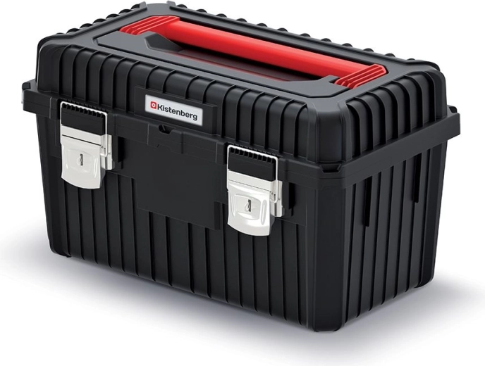 Kufr na nářadí HEAVY s kovovými zámky, 585 × 360 × 337 mm, černý