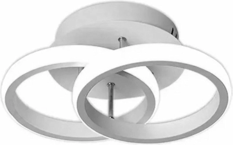 Stropní LED lustr s kruhovými lištami, bílý