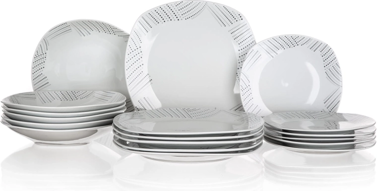 Porcelánová jídelní sada BANQUET Charme Square, 18 dílů