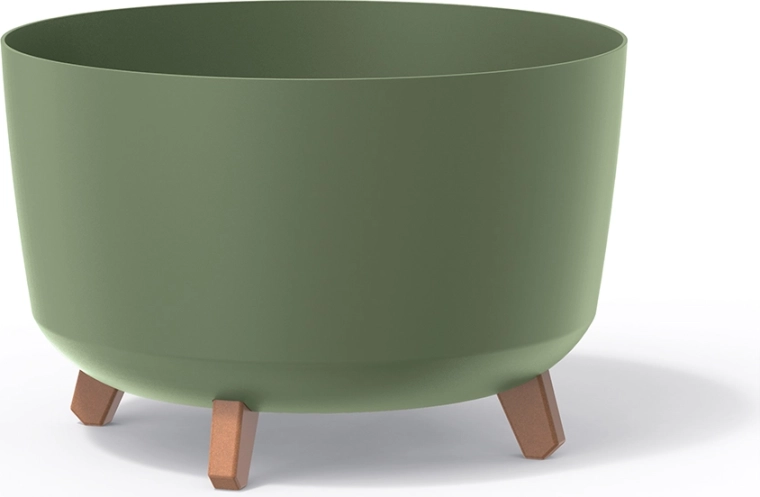 Květináč na nožkách Gracia Standard 39 cm – zemitě zelený plastový obal pro rostliny