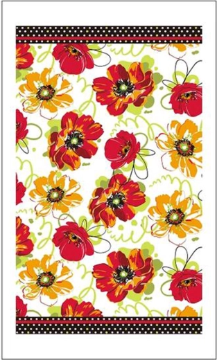 Kuchyňská utěrka Toro s červenými květy 38 × 63 cm