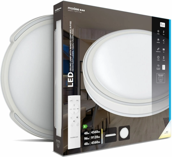 Stropní LED svítidlo Modee Smart Lighting A‑F102, 2×48 W, stmívatelné, s dálkovým ovládáním