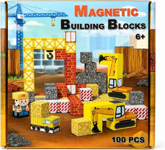 Magnetické stavební kostky – staveniště 100 dílků
