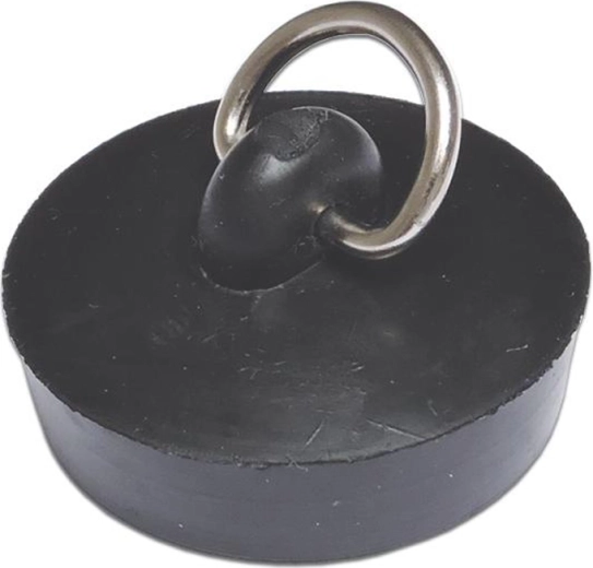 Gumová zátka do dřezu 43 mm s kovovým očkem, černá
