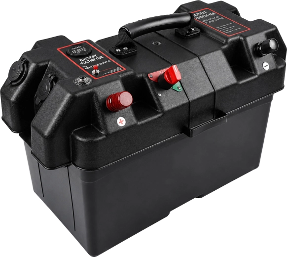 Přenosný box na 12V akumulátor s voltmetrem a 2× USB