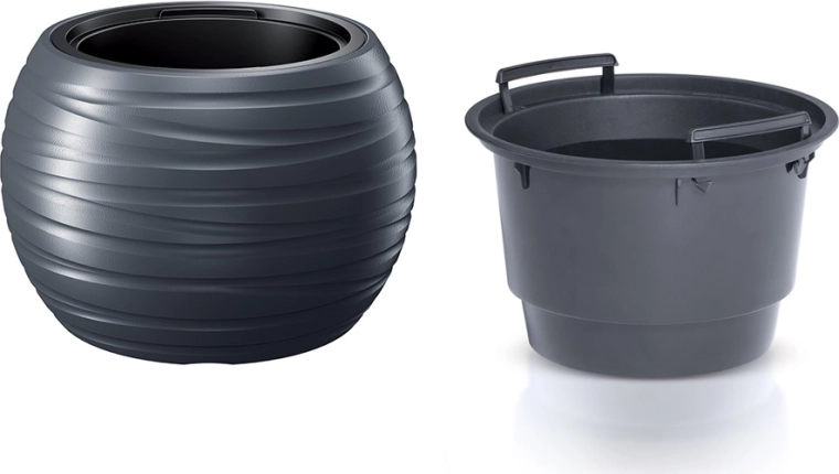 Květináč Maze kulatý s vložkou 39,6 cm – antracit