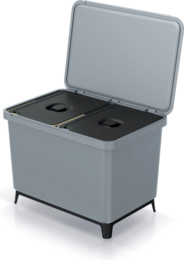 Třídicí odpadkový koš 2×23 l světle šedý