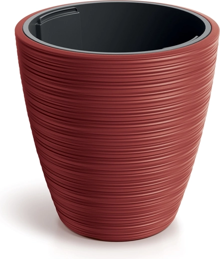 Květináč Vena round s vkladem, retro červený, 19,8 cm
