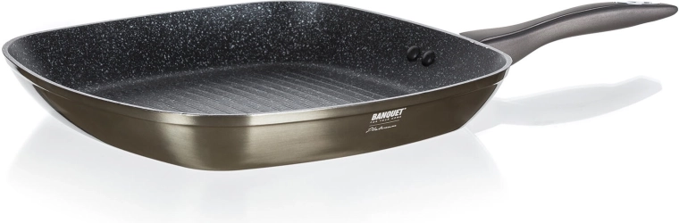 Steaková grilovací pánev 28 × 28 cm METALLIC PLATINUM s nepřilnavým povrchem