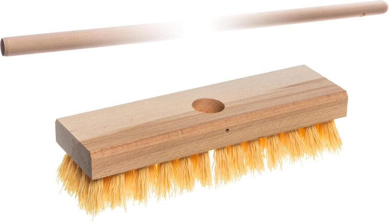 Podlahový kartáč s dřevěnou holí 130 cm a PP vlákny 22 × 6,5 cm