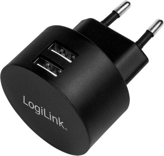 Síťová nabíječka LOGILINK 2× USB‑A 10,5 W černá