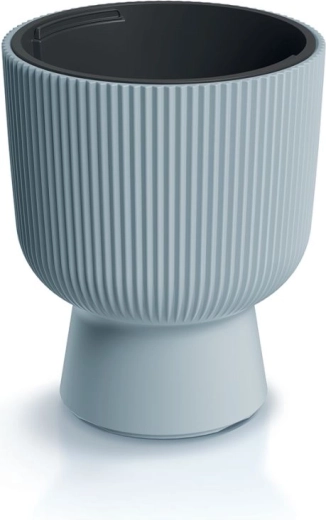 Květináč Milly s vložkou 39 cm – světle šedý, žebrovaný design pro interiér i exteriér