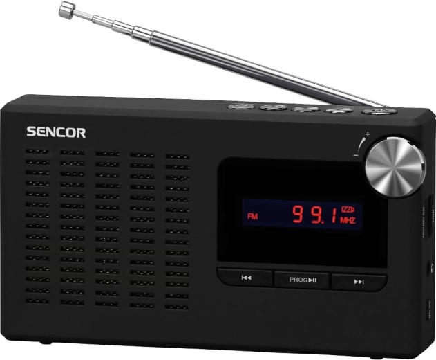 Přenosný FM radiopřijímač Sencor s USB a Micro SD
