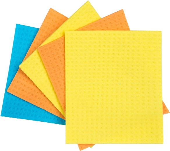 Houbové utěrky z celulózy 18 × 15,5 cm, mix barev, 5 ks