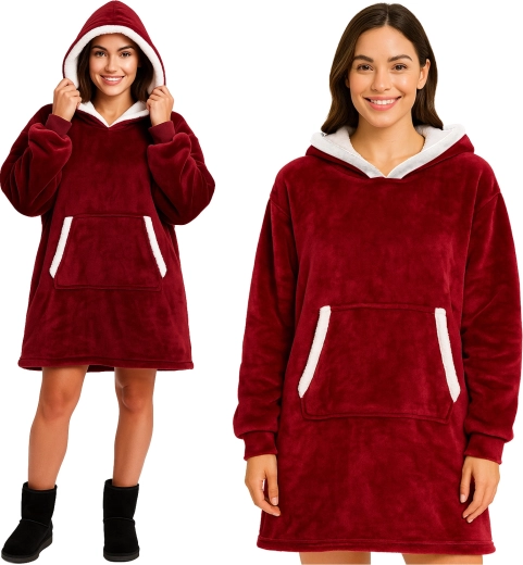 Ruhhy oversize kocová mikina s kapucí XXL červená