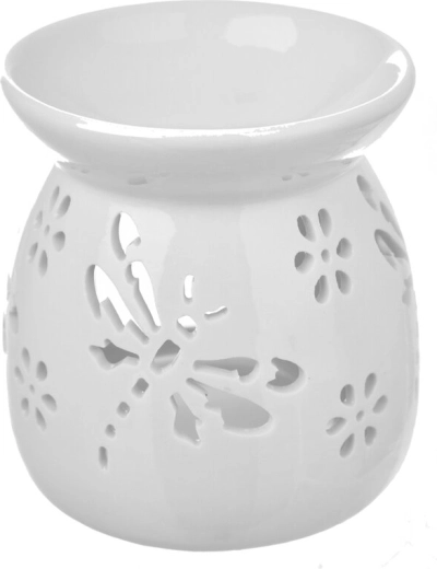 Porcelánová aromalampa bílá s motivem vážky